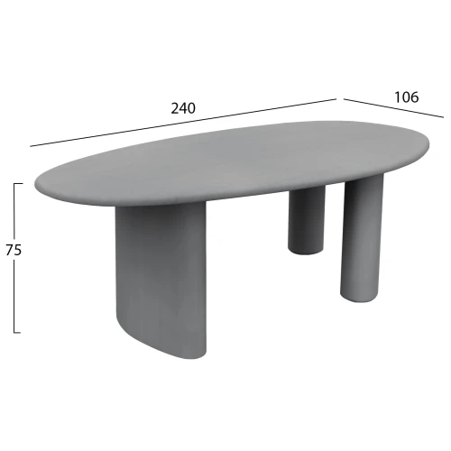 ΤΡΑΠΕΖΙ ΤΡΑΠΕΖΑΡΙΑΣ ΟΒΑΛ VOLPE HM6599.01 ΓΚΡΙ FIBER CEMENT 240x100x75Υεκ