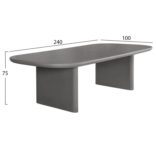 ΤΡΑΠΕΖΙ ΤΡΑΠΕΖΑΡΙΑΣ FIBER CEMENT AZAMI HM6600.01 ΓΚΡΙ 240x100x75Υεκ.