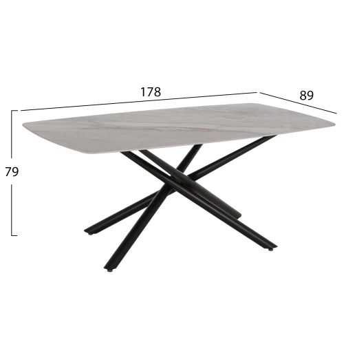 ΤΡΑΠΕΖΙ ΤΡΑΠΕΖΑΡΙΑΣ ISKA HM18423 ΚΕΡΑΜΙΚΟ TOP ΣΕ ΛΕΥΚΟ/ΚΑΦΕ ΜΑΡΜΑΡΟ 178x89x79Υεκ