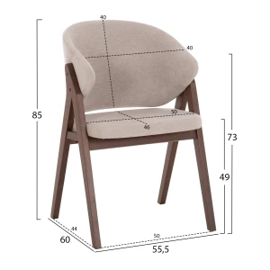 ΚΑΡΕΚΛΑ HANA HM9746.11 RUBBERWOOD ΣΕ ΚΑΡΥΔΙ ΧΡΩΜΑ-ΜΠΕΖ ΥΦΑΣΜΑ 55,5x60x85Yεκ.