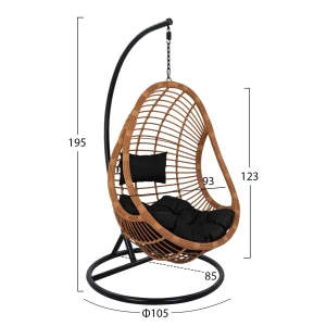 ΚΡΕΜΑΣΤΗ ΠΟΛΥΘΡΟΝΑ ΦΩΛΙΑ CALLIE HM5541.04 ΜΕ ΜΠΕΖ WICKER & ΜΑΥΡΑ ΜΑΞΙΛΑΡΙΑ Φ105Χ195Υ εκ.