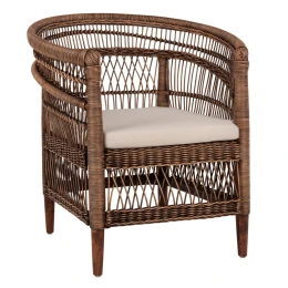 ΠΟΛΥΘΡΟΝΑ MALAWI HM9635.01 ΞΥΛΟ ΜΑΟΝΙ &amp; RATTAN--Β'ΔΙΑΛΟΓΗΣ 80x70x86Υεκ.