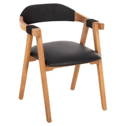 ΠΟΛΥΘΡΟΝΑ RIMINI HM9867.02 ΞΥΛΟ TEAK ΦΥΣΙΚΟ-ΜΑΥΡΟ ΣΧΟΙΝΙ &amp; PU ΚΑΘΙΣΜΑ 60x61x76Υεκ.