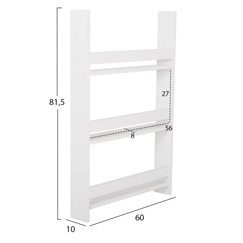ΡΑΦΙΕΡΑ ΤΟΙΧΟΥ SANI HM18223.01 ΜΕΛΑΜΙΝΗ ΣΕ ΛΕΥΚΟ 60x10x90Υεκ. (3 ΡΑΦΙΑ)