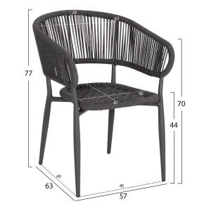 ΠΟΛΥΘΡΟΝΑ ΑΛΟΥΜΙΝΙΟΥ EULO HM5783.21 ΓΚΡΙ-TWISTED RATTAN ΓΚΡΙ 57x63x77Υεκ.