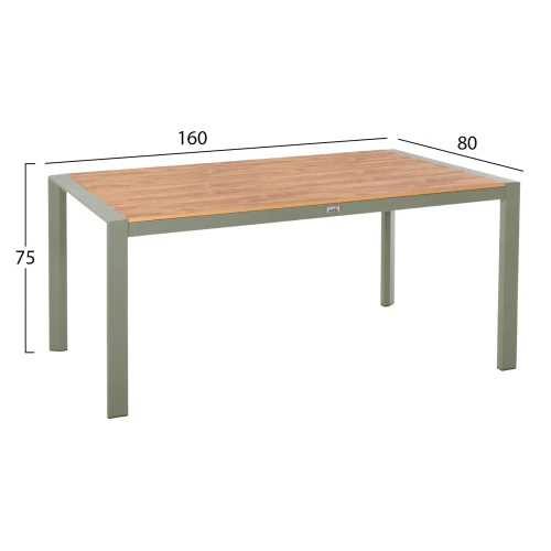 ΤΡΑΠΕΖΙ ΕΞΩΤ.ΧΩΡΟΥ GOYA HM6059.07 ΑΛΟΥΜΙΝΙΟ ΣE OLIVE GREEN & POLYWOOD 160X80Χ75Υεκ.