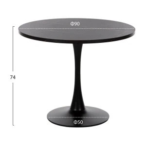 ΤΡΑΠΕΖΙ ΤΡΑΠΕΖΑΡΙΑΣ ROLLO HM9421.12 ΣΤΡΟΓΓΥΛΟ BLACK MARBLE Φ90x74Υεκ.