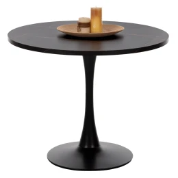 ΤΡΑΠΕΖΙ ΤΡΑΠΕΖΑΡΙΑΣ ROLLO HM9421.12 ΣΤΡΟΓΓΥΛΟ BLACK MARBLE Φ90x74Υεκ.