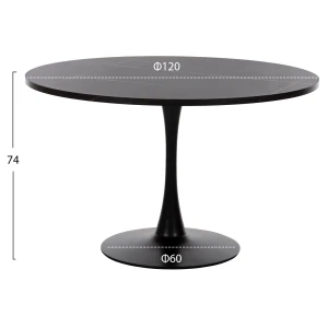 ΤΡΑΠΕΖΙ ΤΡΑΠΕΖΑΡΙΑΣ ROLLO HM9422.12 ΣΤΡΟΓΓΥΛΟ BLACK MARBLE Φ120x74Yεκ.