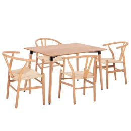 ΣΕΤ ΤΡΑΠΕΖΑΡΙΑΣ 5ΤΜΧ BRAVE HM21182 MDF TOP-ΞΥΛΟ ΟΞΙΑΣ &amp; PAPER ROPE ΣΕ ΦΥΣΙΚΟ
