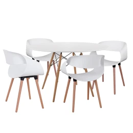 ΣΕΤ ΤΡΑΠΕΖΑΡΙΑΣ 5ΤΜΧ MAGGIE HM21186 MDF TOP &amp; ΠΟΛΥΠΡΟΠΥΛΕΝΙΟ ΣΕ ΛΕΥΚΟ ΧΡΩΜΑ