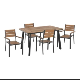 ΣΕΤ ΤΡΑΠΕΖΑΡΙΑΣ TABER HM21197 ΤΡΑΠΕΖΙ &amp; 4 ΠΟΛΥΘΡΟΝΕΣ-ΑΛΟΥΜΙΝΙΟ &amp; POLYWOOD-ΑΝΘΡΑΚΙ