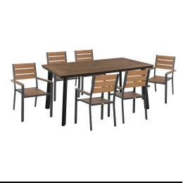 ΣΕΤ ΤΡΑΠΕΖΑΡΙΑΣ TABER HM21198 ΤΡΑΠΕΖΙ &amp; 6 ΠΟΛΥΘΡΟΝΕΣ-ΑΛΟΥΜΙΝΙΟ &amp; POLYWOOD-ΑΝΘΡΑΚΙ