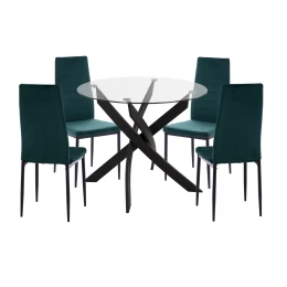 ΣΕΤ ΤΡΑΠΕΖΑΡΙΑΣ 5ΤΜΧ LADY HM21199.03 ΓΥΑΛΙ--ΜΕΤΑΛΛΟ ΣΕ ΜΑΥΡΟ &amp; ΒΕΛΟΥΔΟ ΚΥΠΑΡΙΣΣΙ