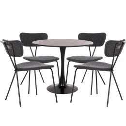 ΣΕΤ ΤΡΑΠΕΖΑΡΙΑΣ 5ΤΜΧ BROLIN HM21200 MDF TOP &amp; ΜΕΤΑΛΛΟ ΜΑΥΡΟ-ΣΚΟΥΡΟ ΓΚΡΙ ΥΦΑΣΜΑ