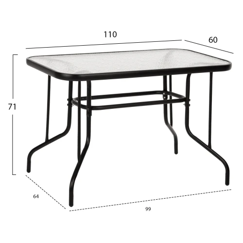 ΣΕΤ ΤΡΑΠΕΖΑΡΙΑΣ 5ΤΜΧ ADAM HM21219.01 ΚΑΡΕΚΛΕΣ ΜΕΤΑΛΛΙΚΕΣ & ΤΡΑΠΕΖΙ 110x60 ΜΑΥΡΟ