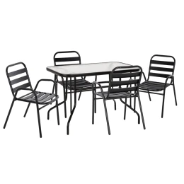 ΣΕΤ ΤΡΑΠΕΖΑΡΙΑΣ 5ΤΜΧ ADAM HM21219.01 ΚΑΡΕΚΛΕΣ ΜΕΤΑΛΛΙΚΕΣ &amp; ΤΡΑΠΕΖΙ 110x60 ΜΑΥΡΟ