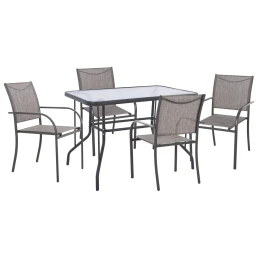 ΣΕΤ ΤΡΑΠΕΖΑΡΙΑΣ 5ΤΜΧ REDAN HM21223 ΤΡΑΠΕΖΙ &amp; 4 ΠΟΛΥΘΡΟΝΕΣ ΣΕ ΓΚΡΙ