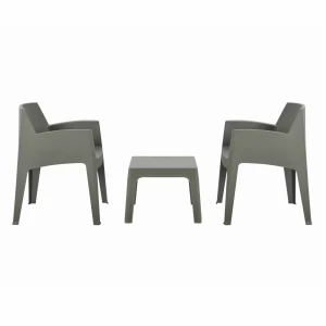 ΣΕΤ 3ΤΜΧ ΠΟΛΥΠΡΟΠΥΛΕΝΙΟΥ SLEEK HM21267.05 ΤΡΑΠΕΖΑΚΙ & 2 ΠΟΛΥΘΡΟΝΕΣ-DARK OLIVE GREEN