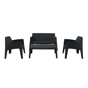 ΣΕΤ ΣΑΛΟΝΙ ΕΞ.ΧΩΡΟΥ 4ΤΜΧ SLEEK HM21268.02 ΜΑΥΡΟ ΠΟΛΥΠΡΟΠΥΛΕΝΙΟ