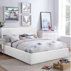 ΚΡΕΒΑΤΙ ΔΙΠΛΟ & ΣΤΡΩΜΑ 150x200εκ BOBBI HM21271.01 ΛΕΥΚΟ PU ΜΕ ΑΠΟΘ.ΧΩΡΟ