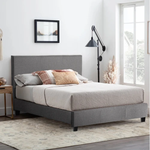 ΚΡΕΒΑΤΙ ΜΕ ΣΤΡΩΜΑ BECCA HM21283.04 ΓΚΡΙ ΥΦΑΣΜΑ--ΓΙΑ 150x200εκ