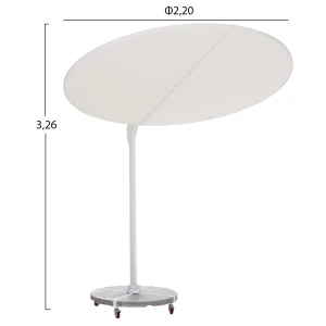 ΟΜΠΡΕΛΑ ΜΕ ΒΑΣΗ ΣΕΙΡΑ CANNOPY HM21285.02 ΑΛΟΥΜΙΝΙΟ & ΓΡΑΝΙΤΗΣ-ΛΕΥΚΟ ΧΡΩΜΑ Φ2,2μ