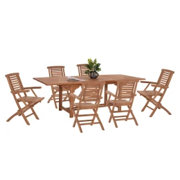 ΣΕΤ ΤΡΑΠΕΖΑΡΙΑΣ CRANDER HM21288 ΤΡΑΠΕΖΙ &amp; 6 ΠΟΛΥΘΡΟΝΕΣ ΠΤΥΣΣΟΜΕΝΕΣ-ΤΕΑΚ