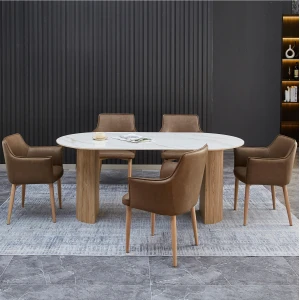 ΣΕΤ ΤΡΑΠΕΖΑΡΙΑΣ 7ΤΜΧ MELLOW HM21361 ΚΕΡΑΜΙΚΟ TOP/MDF ΠΟΔΙΑ--PU ΚΑΦΕ/ΜΕΤΑΛ.ΠΟΔΙΑ