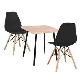ΣΕΤ ΤΡΑΠΕΖΑΡΙΑΣ 3ΤΜΧ PALOMA HM21380.02 ΤΕΤΡΑΓΩΝΟ ΤΡΑΠΕΖΙ &amp; 2 ΚΑΡΕΚΛΕΣ ΣΕ ΜΑΥΡΟ