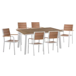 ΣΕΤ ΤΡΑΠΕΖΑΡΙΑΣ TABER HM10737.01 ΤΡΑΠΕΖΙ &amp; 6 ΠΟΛΥΘΡΟΝΕΣ-ΑΛΟΥΜΙΝΙΟ &amp; POLYWOOD-ΛΕΥΚΟ