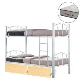 ΚΟΥΚΕΤΑ ΜΕ 2 ΣΥΡΤΑΡΙΑ SONAMA &amp; ΣΤΡΩΜΑΤΑ 90X190εκ FLOOR HM10749.02 ΜΕΤΑΛΛΟ ΛΕΥΚΟ