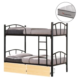 ΚΟΥΚΕΤΑ ΜΕ 2 ΣΥΡΤΑΡΙΑ SONAMA &amp; ΣΤΡΩΜΑΤΑ 90X190εκ FLOOR HM10749.04 ΜΕΤΑΛΛΟ ΜΑΥΡΟ