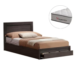 ΚΡΕΒΑΤΙ ΜΟΝΟ ΜΕ ΣΥΡΤΑΡΙ &amp; ΣΤΡΩΜΑ MELANY HM10756.02 ΜΕΛΑΜΙΝΗ ZEBRANO--ΓΙΑ 90x190εκ