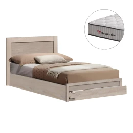 ΚΡΕΒΑΤΙ ΜΟΝΟ ΜΕ ΣΥΡΤΑΡΙ &amp; ΣΤΡΩΜΑ MELANY HM10756.03 ΜΕΛΑΜΙΝΗ SONAMA--ΓΙΑ 90x190εκ