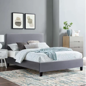 ΚΡΕΒΑΤΙ ΜΕ ΣΤΡΩΜΑ BECCA HM10760.02 ΓΚΡΙ ΥΦΑΣΜΑ--ΓΙΑ 150x200εκ