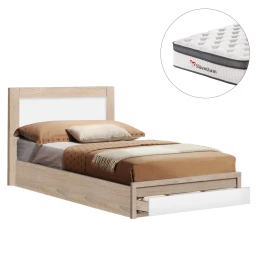 ΚΡΕΒΑΤΙ ΜΟΝΟ ΜΕ ΣΥΡΤΑΡΙ &amp; ΣΤΡΩΜΑ MELANY HM10745 ΜΕΛΑΜΙΝΗ SONAMA/ΛΕΥΚΟ--ΓΙΑ 90x190εκ