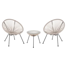 ΣΕΤ ΕΞΩΤΕΡΙΚΟΥ ΧΩΡΟΥ 3ΤΜΧ ACAPULCO HM11861.03 P.E.RATTAN ΕΚΡΟΥ-ΜΕΤΑΛΛΟ ΣΕ ΜΑΥΡΟ