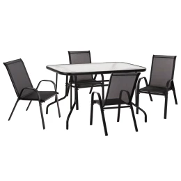 ΣΕΤ ΤΡΑΠΕΖΑΡΙΑΣ 5ΤΜΧ ADAM HM10896.03 ΤΡΑΠΕΖΙ 120x70εκ &amp; 4 ΠΟΛΥΘΡΟΝΕΣ--ΜΑΥΡΟ