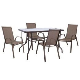 ΣΕΤ ΤΡΑΠΕΖΑΡΙΑΣ 5ΤΜΧ ADAM HM10897.02 ΤΡΑΠΕΖΙ 110x60εκ &amp; 4 ΠΟΛΥΘΡΟΝΕΣ--ΚΑΦΕ