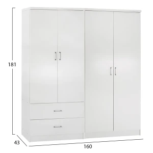 ΝΤΟΥΛΑΠΑ 4-ΦΥΛΛΗ ΜΕ 2 ΣΥΡΤΑΡΙΑ JENNA HM11351.05 ΜΕΛΑΜΙΝΗ ΣΕ ΛΕΥΚΟ 160x43x181Υ