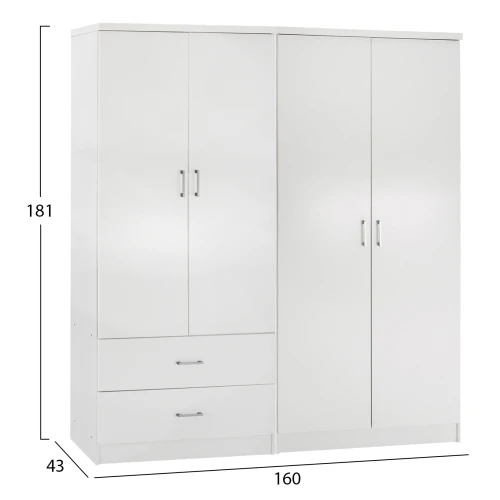 ΝΤΟΥΛΑΠΑ 4-ΦΥΛΛΗ ΜΕ 2 ΣΥΡΤΑΡΙΑ JENNA HM11351.05 ΜΕΛΑΜΙΝΗ ΣΕ ΛΕΥΚΟ 160x43x181Υ
