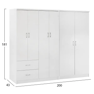 ΝΤΟΥΛΑΠΑ 6ΦΥΛΛΗ BLAKELY HM21235.05 ΜΕΛΑΜΙΝΗ ΧΡΩΜΑ ΛΕΥΚΟ 201x43x181Υεκ