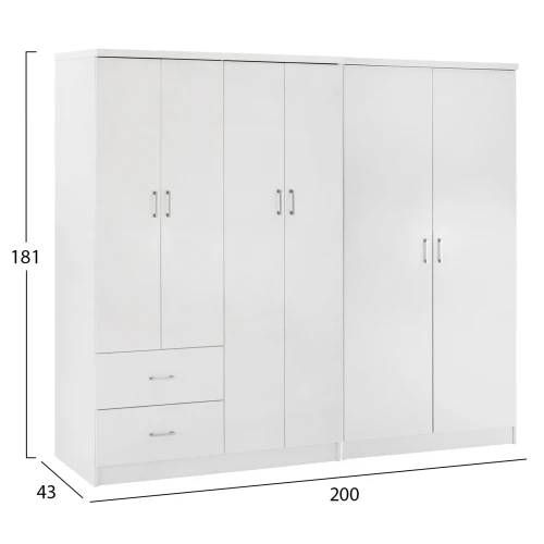 ΝΤΟΥΛΑΠΑ 6ΦΥΛΛΗ BLAKELY HM21235.05 ΜΕΛΑΜΙΝΗ ΧΡΩΜΑ ΛΕΥΚΟ 201x43x181Υεκ