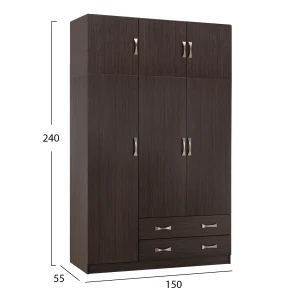 ΝΤΟΥΛΑΠΑ 3ΦΥΛΛΗ ΜΕ ΠΑΤΑΡΙ CARLY HM10891.01 ΜΕΛΑΜΙΝΗ ΣΕ ZEBRANO 150X55Χ240Υεκ.