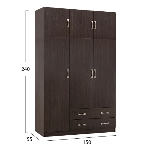 ΝΤΟΥΛΑΠΑ 3ΦΥΛΛΗ ΜΕ ΠΑΤΑΡΙ CARLY HM10891.01 ΜΕΛΑΜΙΝΗ ΣΕ ZEBRANO 150X55Χ240Υεκ.