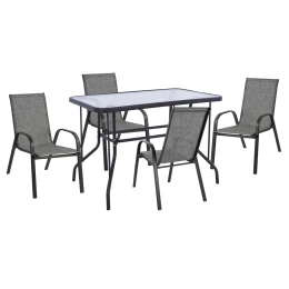 ΣΕΤ ΤΡΑΠΕΖΑΡΙΑΣ 5ΤΜΧ ADAM HM10897.01 ΤΡΑΠΕΖΙ 110x60εκ &amp; 4 ΠΟΛΥΘΡΟΝΕΣ--ΓΚΡΙ