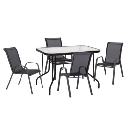 ΣΕΤ ΤΡΑΠΕΖΑΡΙΑΣ 5ΤΜΧ ADAM HM10897.03 ΤΡΑΠΕΖΙ 110x60εκ &amp; 4 ΠΟΛΥΘΡΟΝΕΣ--ΜΑΥΡΟ