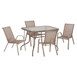 ΣΕΤ ΤΡΑΠΕΖΑΡΙΑΣ 5ΤΜΧ ADAM HM10897.04 ΤΡΑΠΕΖΙ 110x60εκ &amp; 4 ΠΟΛΥΘΡΟΝΕΣ--ΣΑΜΠΑΝΙ