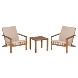 LOUNGE ΣΕΤ ΕΞ.ΧΩΡΟΥ 3ΤΜΧ DAME HM10982 ΞΥΛΟ ΑΚΑΚΙΑΣ--ΣΧΟΙΝΙ STRAP &amp; ΜΑΞΙΛΑΡΙΑ ΣΕ ΜΠΕΖ